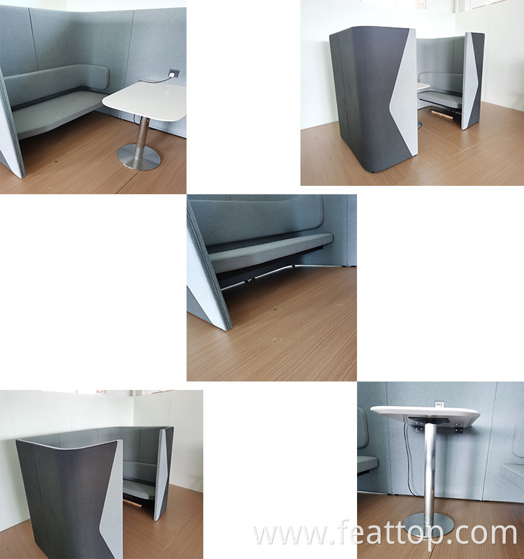 Wood frame office soundproof private meeting sofa with table